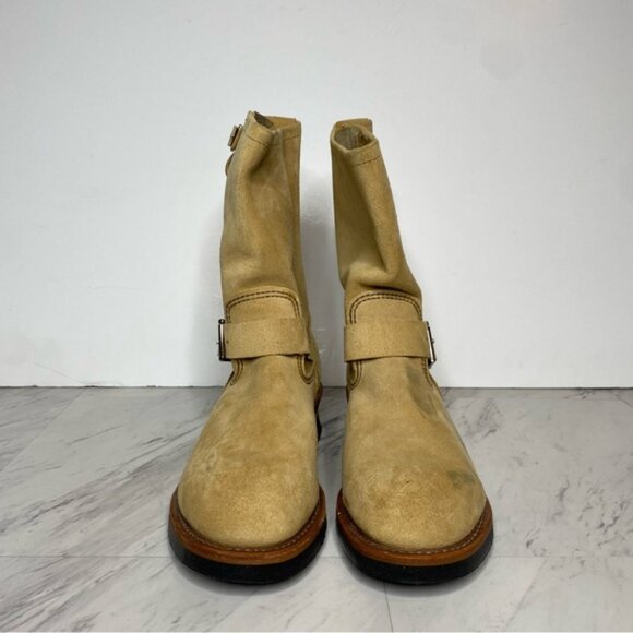 Red Wing Tan Suede Engineer Boot 10 - Picture 2 of 16
